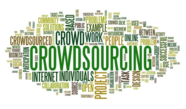 Crowdsourcing kavramı kelime etiket bulutu — Stok fotoğraf