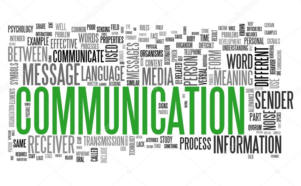 Communication concept in word tag cloud