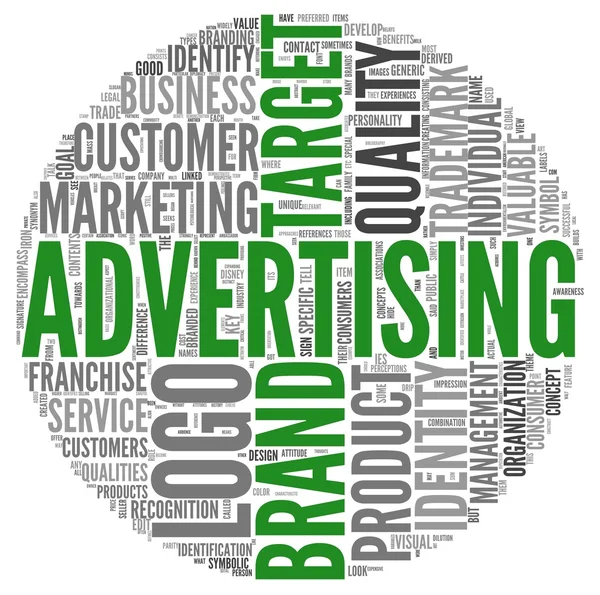 Advertising related words in tag cloud — Stockfoto