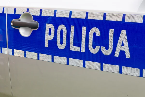 Polnisches Polizeiautoschild — Stockfoto
