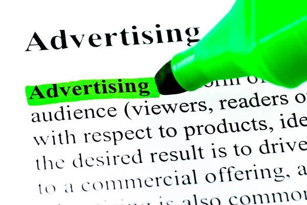 Definition of advertising highlighted — Stock Photo, Image