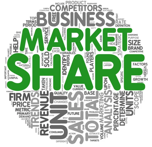 Markt aandeel concept in de wolk van de markering — Stockfoto