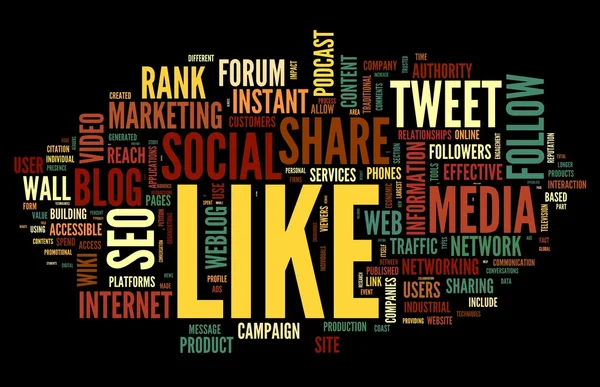 Like word in tag cloud on black — Stock Photo, Image