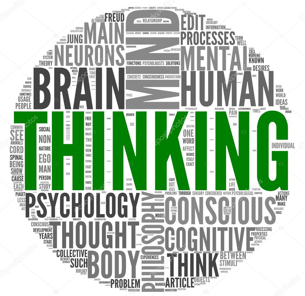 Thinking concept in word tag cloud