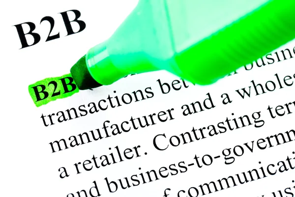 Définition B2B mise en évidence en vert — Photo