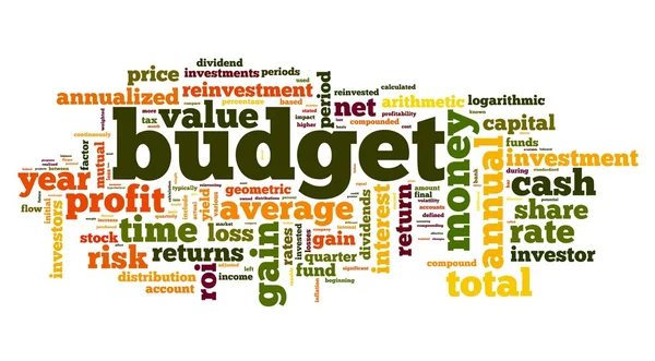 Concept budgétaire dans tag cloud — Photo
