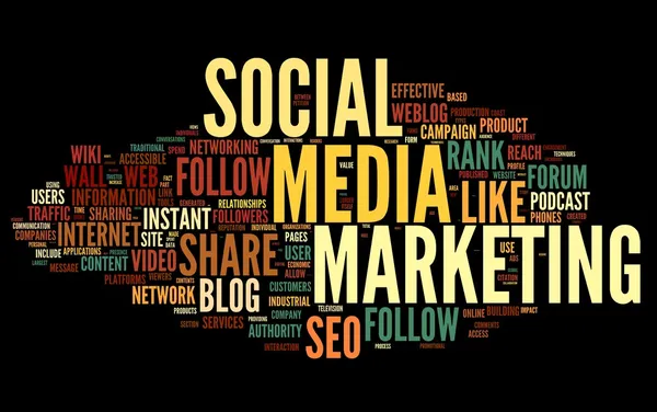 Sociala medier marknadsföring i taggmoln — Stockfoto