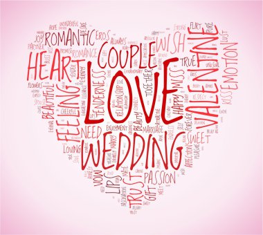 Love and wedding concept in tag cloud clipart