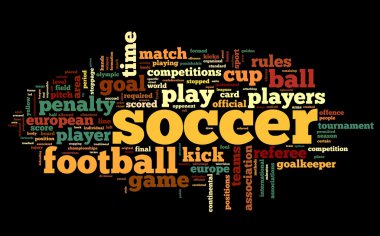 Soccer concept in word tag cloud clipart