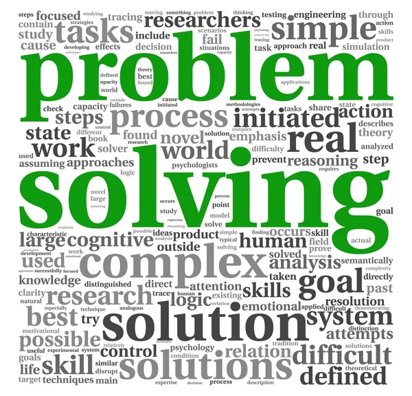 Problem solving in word tag cloud on white — Stock Photo, Image