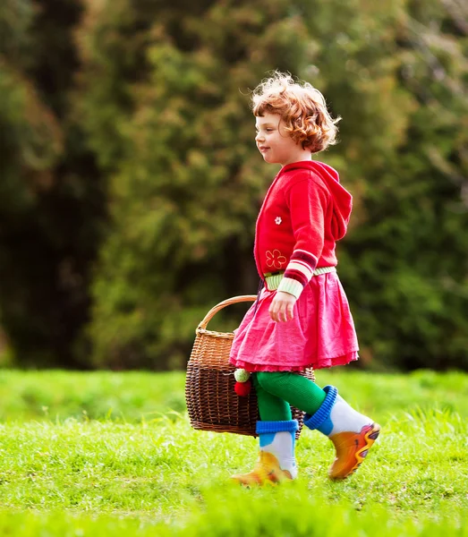 Girl with a basket — Stock Photo, Image