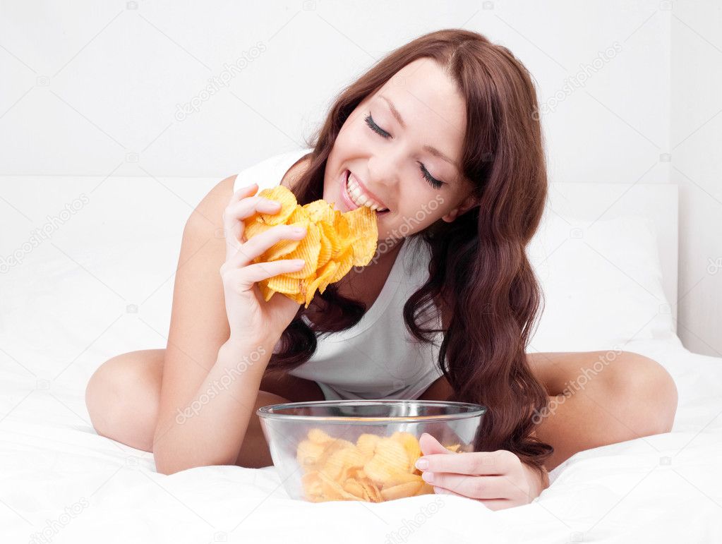 Woman with chips