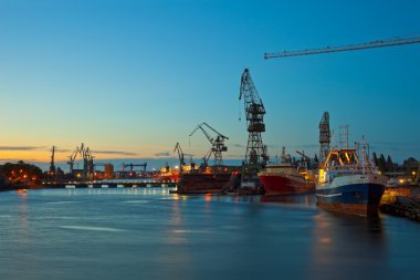 Shipyard at night clipart