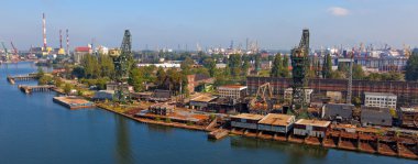 Shipyard panoramic view clipart