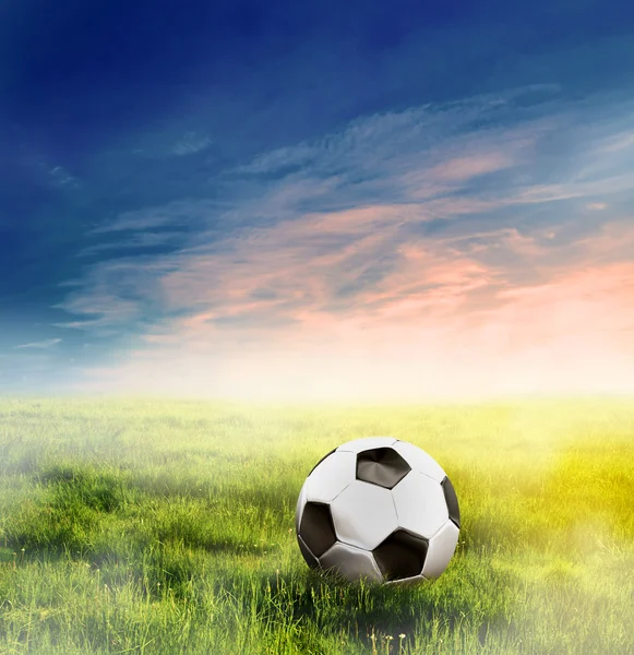 足球，绿草上的足球 — 图库照片