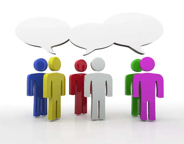 Discussion, blank speech bubbles, 3d — Stock Photo, Image
