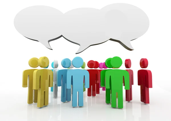 Discussion, blank speech bubbles, 3d — Stock Photo, Image