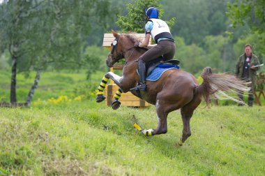 Eventer at üzerinde olduğunu üstesinden kayakla atlama
