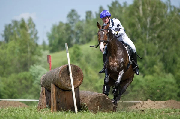 Cross-country fence. Disobedience horse — Stock Photo, Image