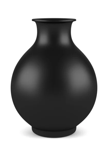 Único vaso de cerâmica preta isolado sobre fundo branco — Fotografia de Stock