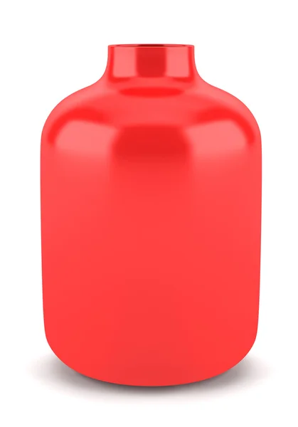 在白色背景上孤立的单个红色陶瓷花瓶 — 图库照片