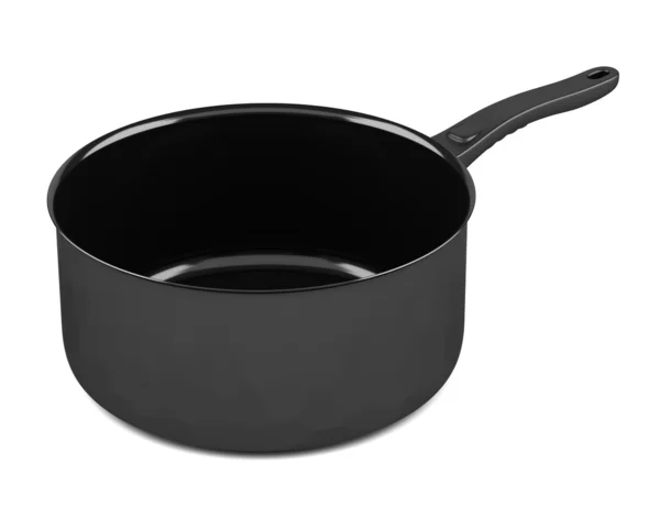 Enkele zwarte kookpot geïsoleerd op witte achtergrond — Stockfoto