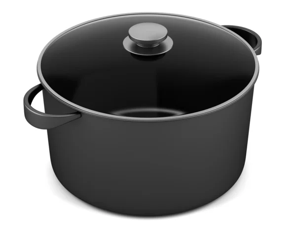 Enkele zwarte koken pan geïsoleerd op witte achtergrond — Stockfoto