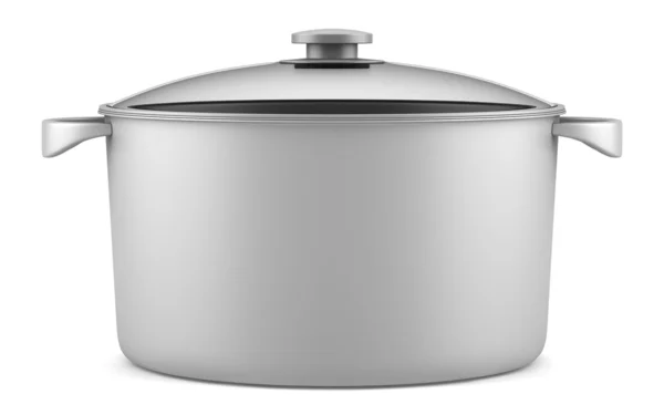 Één grijs koken pan geïsoleerd op witte achtergrond — Stockfoto