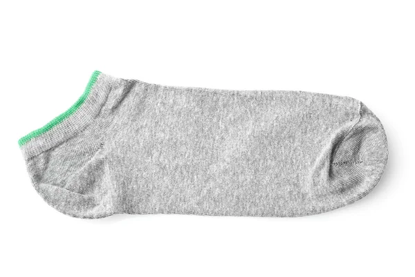 Jediné šedivé sportovní ponožky izolovaných na bílém pozadí — Stock fotografie