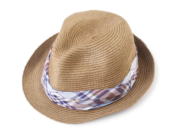 Letni kapelusz słomkowy izolowany na białym tle — Zdjęcie stockowe