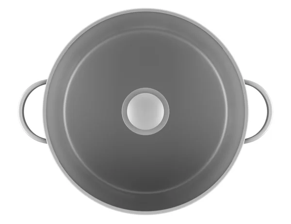 Bovenaanzicht van grijs koken pan geïsoleerd op witte achtergrond — Stockfoto