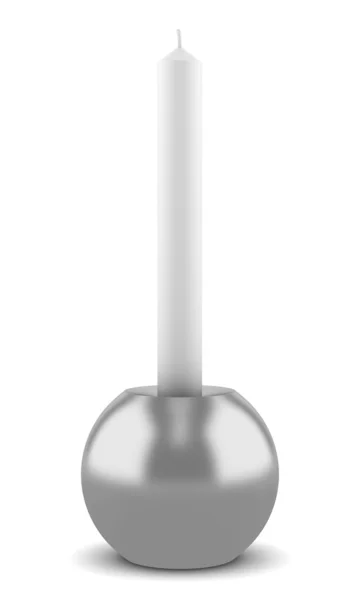 Un moderno candelabro redondo con vela aislada sobre fondo blanco — Foto de Stock