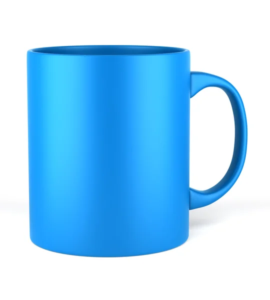 Modrý keramický pohár izolované na bílém pozadí — Stock fotografie
