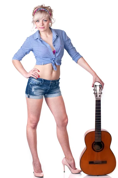 Girl with a guitar — Stock Photo, Image
