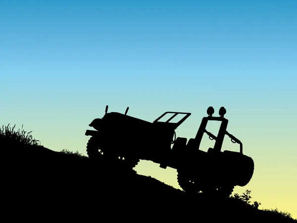 Jeep em uma montanha — Vetor de Stock