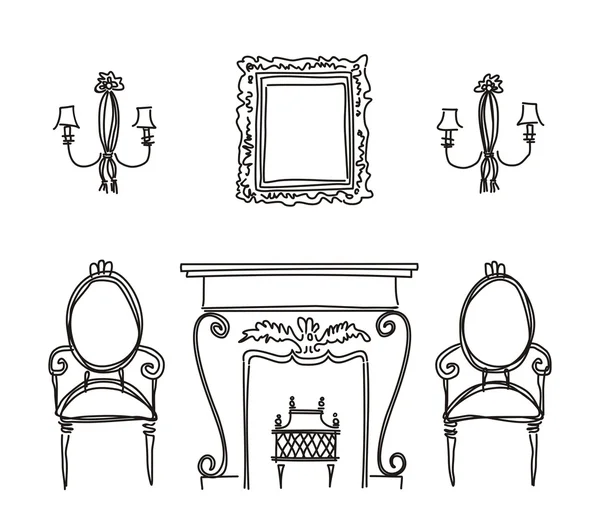 stock vector Set of vintage furniture silhouettes