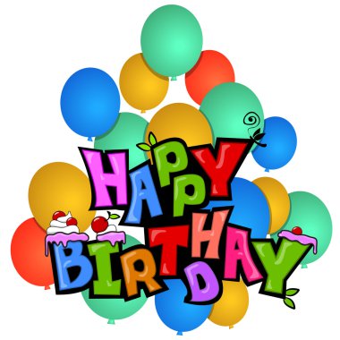 Birthday with balls. clipart