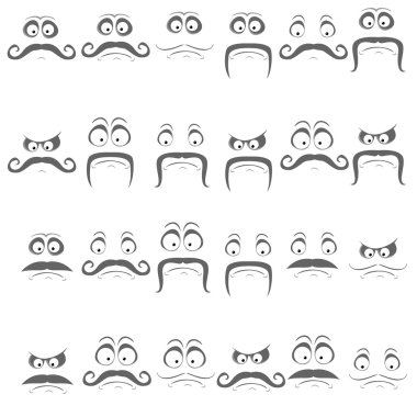 Set of faces with various emotion expressions clipart