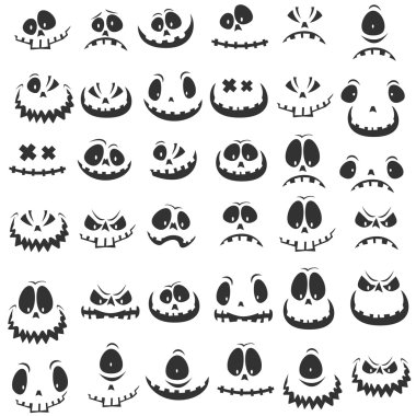 Big set amusing physiognomies clipart