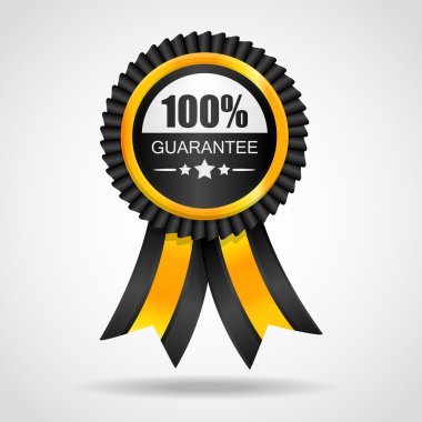 Yellow label. 100% Guarantee. clipart