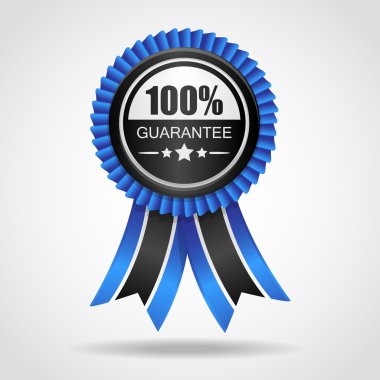 Blue label. 100% Guarantee. clipart