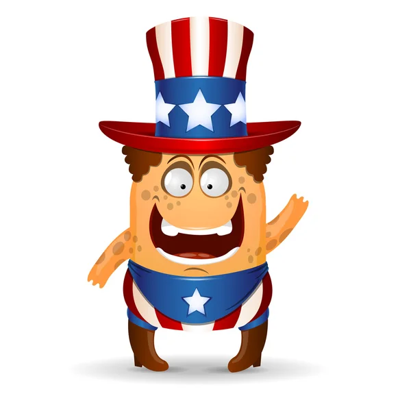 The amusing little man in a hat for July 4th. — Stock Vector