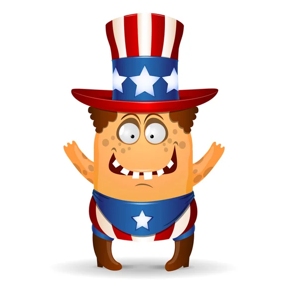 The amusing little man in a hat for July 4th. — Stock Vector