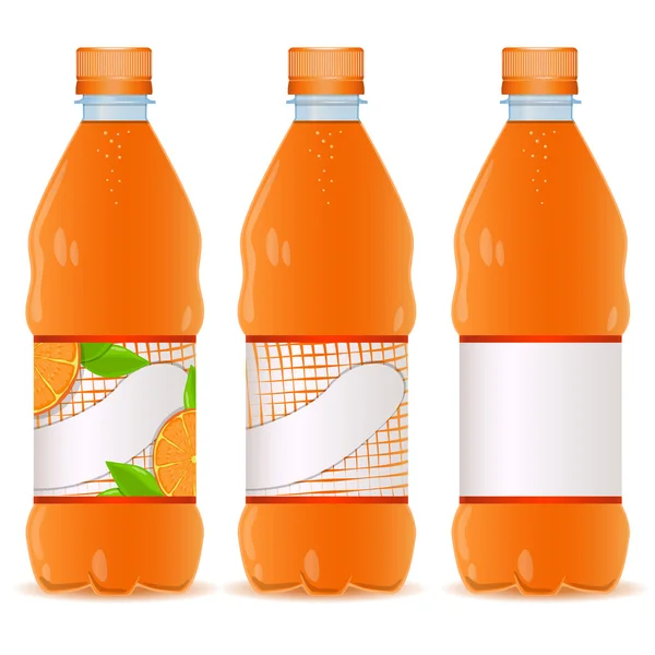 Set de botellas con líquido naranja — Vector de stock