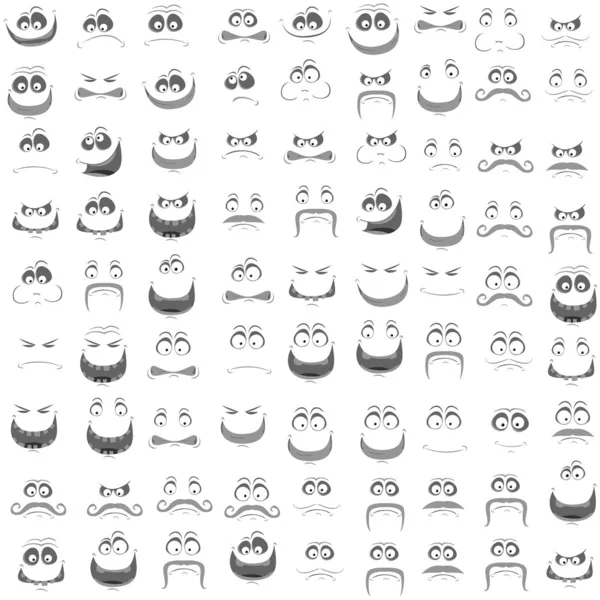 Ensemble de visages avec diverses expressions émotionnelles — Image vectorielle