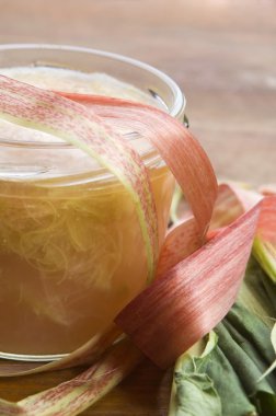 Rhubarb jam in glass jar clipart