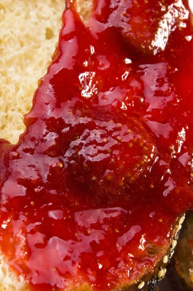 stock image Sweet bread ( challah ) with strawberry jam