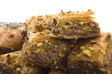 Baklava. geleneksel Orta Doğu tatlı çöl wh izole