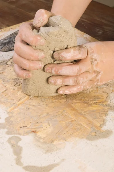 stock image Child hands of a potter