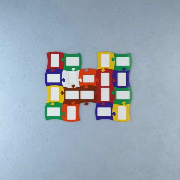 Moldura colorida do puzzle da fotografia — Fotografia de Stock